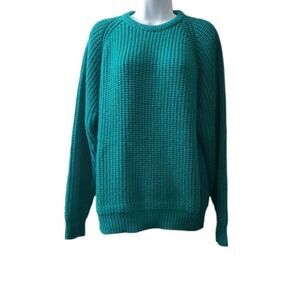 Vintage 1980's Womens Crewneck Mountain Tek Chunky Knit Green Sweater